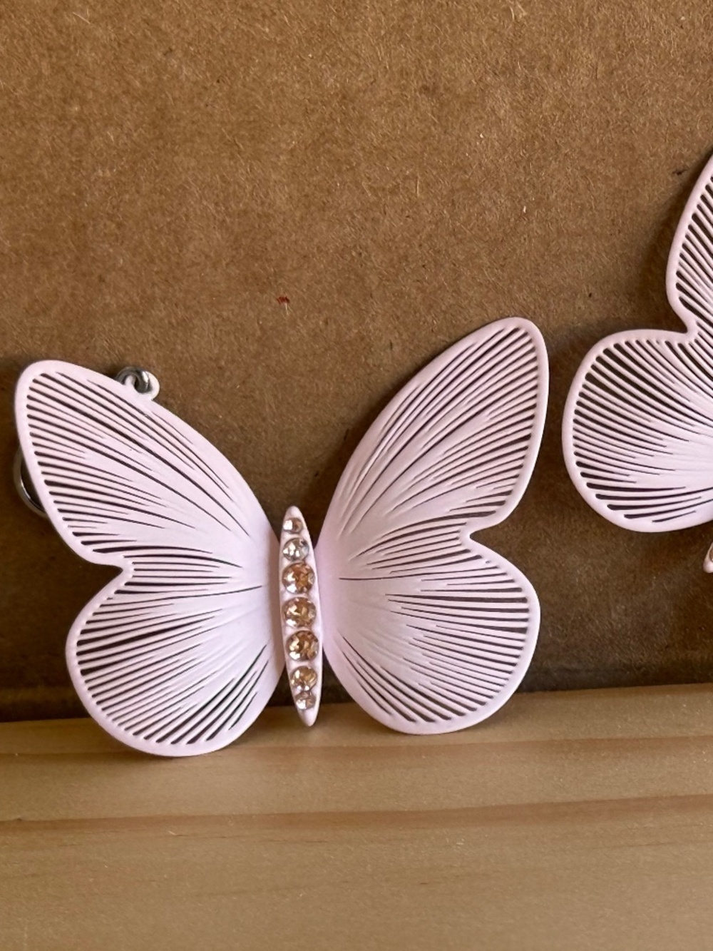 Butterfly Drop Earring Soft Pink Color - Picture 12 of 16